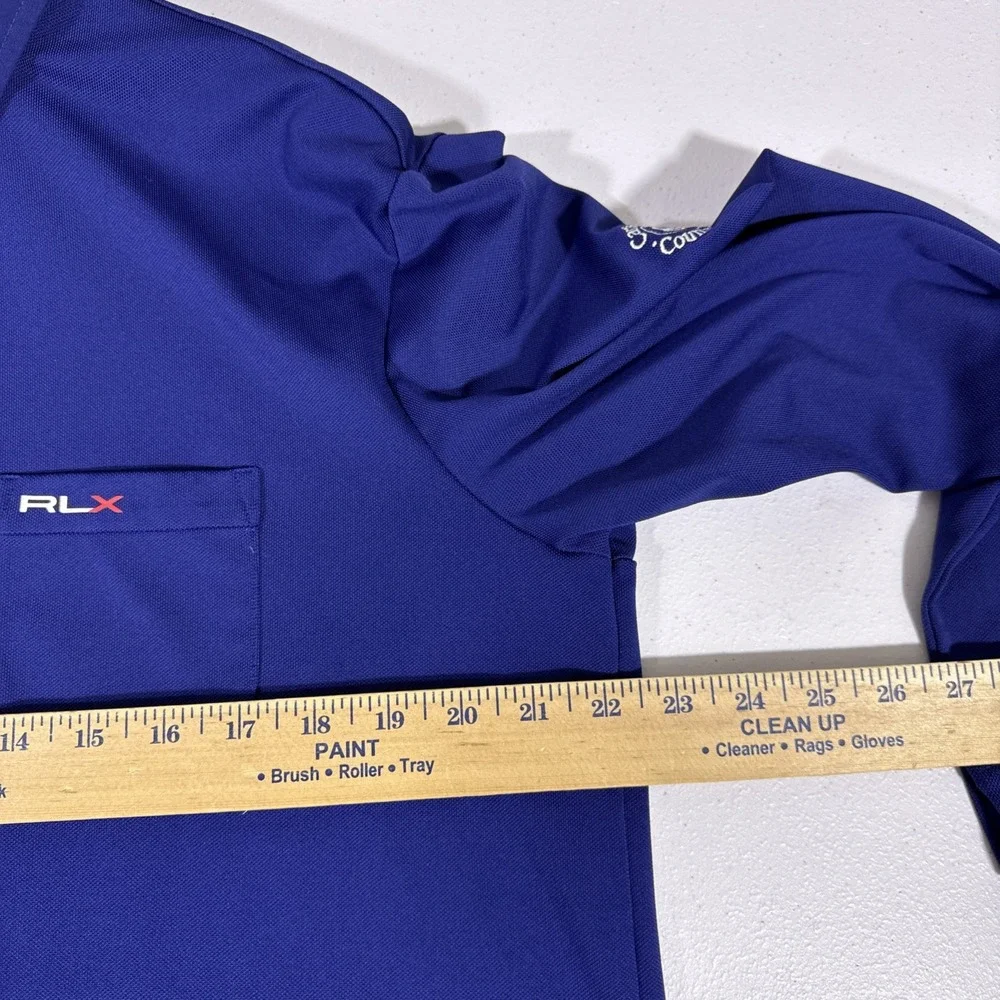 RLX Ralph Lauren Shirt Mens Large Navy Blue CCC Golf Performance Preppy Old Mone